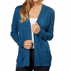 GAP Blue Cardigan Sweater V-Neck Fine Knit